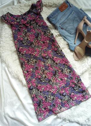 Милое платье-трапеция под шифон с воланами с цветочным принтом george1 фото