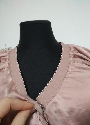 Фирменная натуральная шелковая пудровая блузка на запах 100% шёлк !!!2 фото