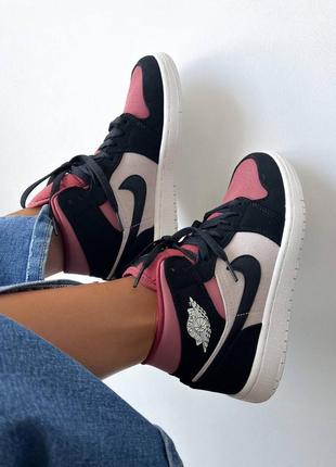 Жіночі кросівки jordan retro 1 mid rust strawberry valentine❤️