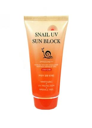 Сонцезахисний крем з муцином равлики jigott snail uv sun block cream spf 50