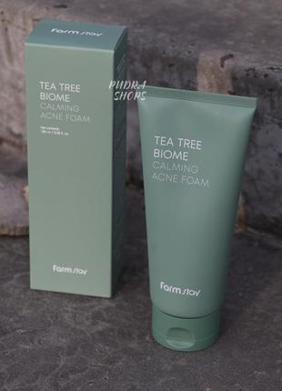 Farmstay пінка для проблемної шкіри з чайним деревом farmstay tea tree biome calming acne foam - 180 мл1 фото