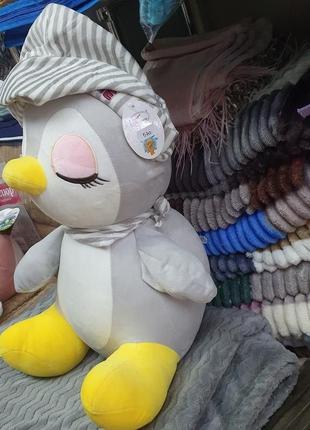 М'яка іграшка-подушка пінгвін і плед. подарунок дитині.4 фото