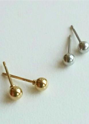 Сережки гвоздики кульки медсталь stainless steel пірсинг