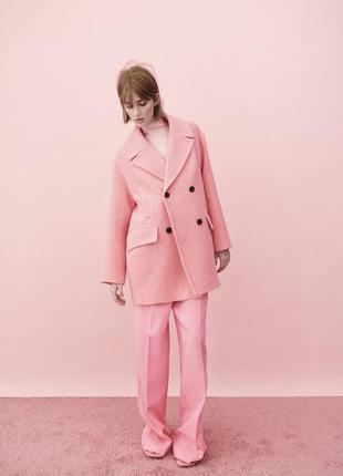 Пальто zara розовое шерстяное пальто1 фото