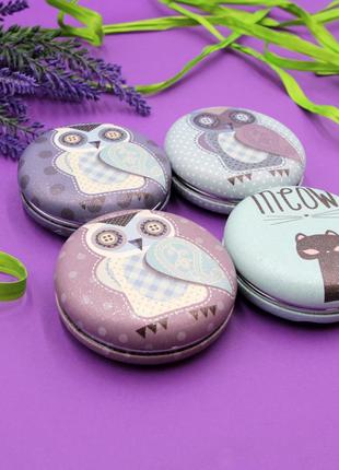 Модне косметичне дзеркало кругле сова, жіноче/дитяче дзеркало кишенькове, кольорове дзеркало похідне