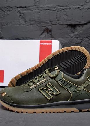 Мужские кожаные кроссовки nb clasic green
