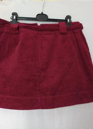 Бордовая вельветовая мини юбка asos4 фото