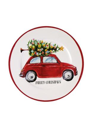 Тарелка пластиковая merry christmas christmas gifts - белый-красный ny-110091