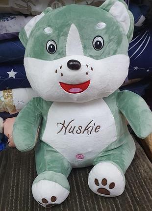 М'яка іграшка-подушка  собака хаскі і плед. подарунок дитині.