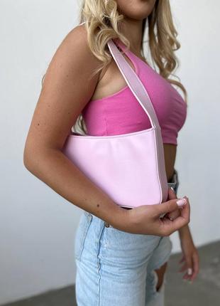 Рожева малинова сумка багет сумочка розовая малиновая сумка сумочка3 фото
