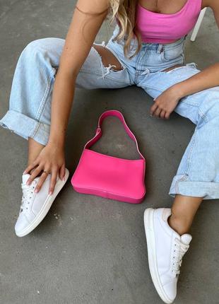 Рожева малинова сумка багет сумочка розовая малиновая сумка сумочка2 фото
