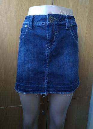 Модная джинсовая стрейтчевая мини юбка рваный край dorothy perkins2 фото