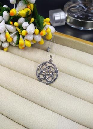 Серебряный кулон подвеска оберег узор 925 в скандинаском стиле с легким чернением3 фото
