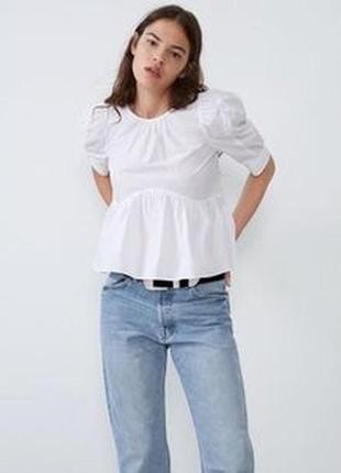 Білосніжна блузка блузка топ з попліну,поплін нова колекція zara3 фото