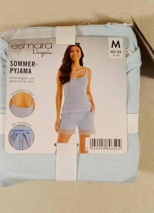 Комплект: майка і шорти, блакитна піжама з мереживом esmara