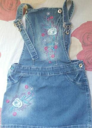 Джинсовий комбінезон для дівчинки 6-7 років gloria jeans1 фото
