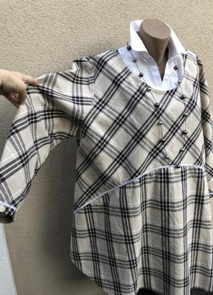 Блуза,туника,рубашка,платье в клетку,батал,этно бохо стиль,ателье,германия6 фото