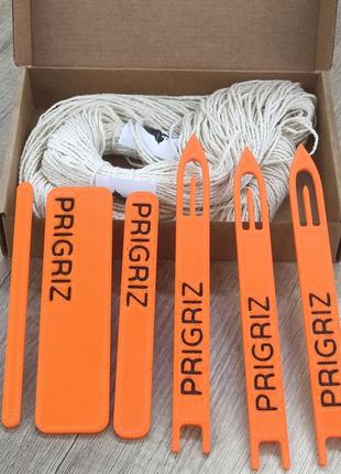 Набор подарочный для плетения челноки, основы и материал  - иглица набор - оранжевый1 фото