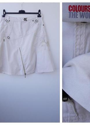 Ексклюзивна світла коттоновая спідниця з вишивкою xl