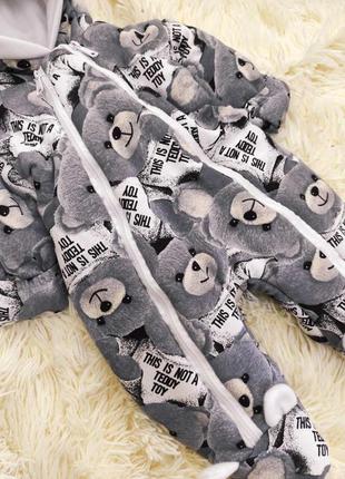 Зимний комплект для новорожденных спальник + комбинезон teddi серый6 фото