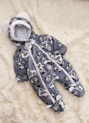 Зимовий комбінезон для новонароджених teddi сірий2 фото