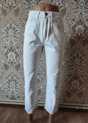 Белые джинсы высокая посадка плотный джинс базовые2 фото