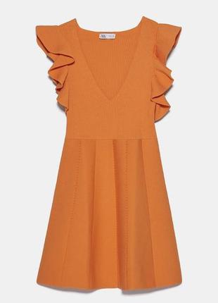 Zara трикотажное платье с воланами5 фото