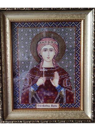Ікона картина свята великомученница марина вишита бісером, в рамці зі склом