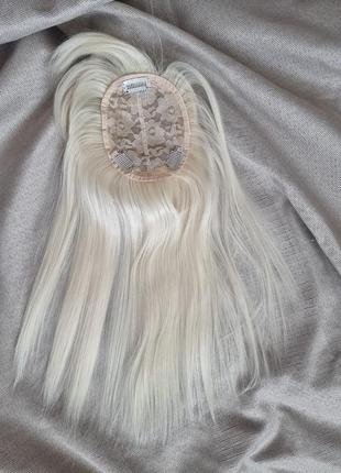 Парик топер блонд каре с челкой термо перука світла біла з чубчиком8 фото