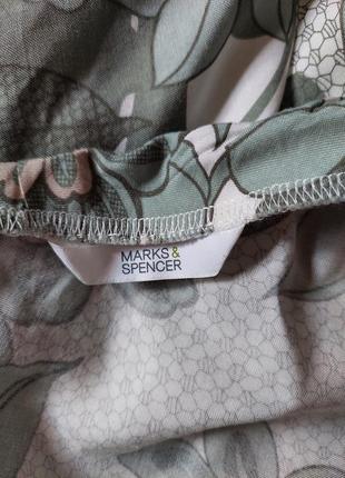 Вискозная юбка а- силуэта в цветочный хаки принт m&s (размер 12-14)10 фото