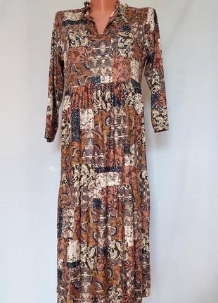 Платье миди с длинным рукавом из мягкой джерси *модал+полиэстр luxzuz one two(размер 38)