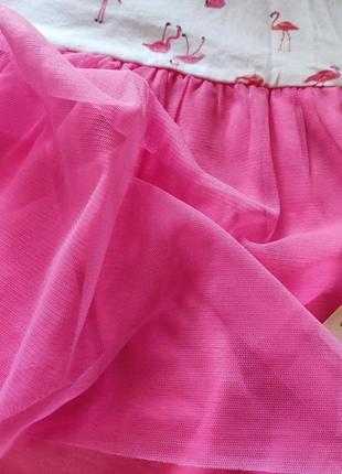 Чудова трикотажна рожева сукня для дівчинки з шифоновою спідничкою5 фото