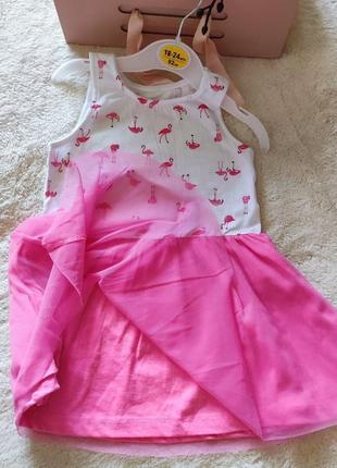Чудова трикотажна рожева сукня для дівчинки з шифоновою спідничкою3 фото