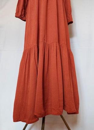 Сукня міді цегляного кольору, з воланом знизу springfield(розмір 38)2 фото