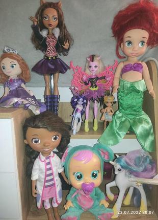 Набор кукол для девочки доктор плюшева русалочка  бонита clawdeen wolf монстер хай диснейан матор кентавр май лит пони cry babies софия  прекрасная