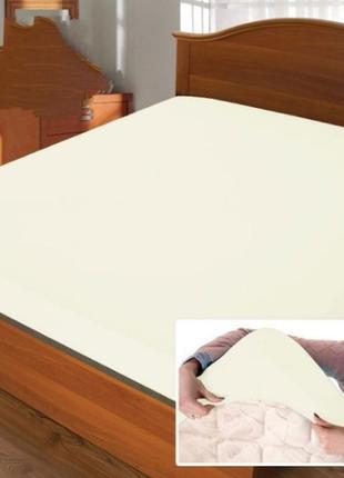 Простынь махровая на резинке 90х200 молочная