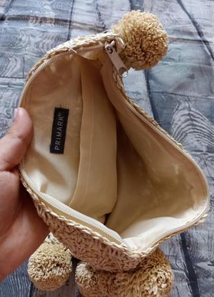 Бежевий солом'яний клатч primark 3