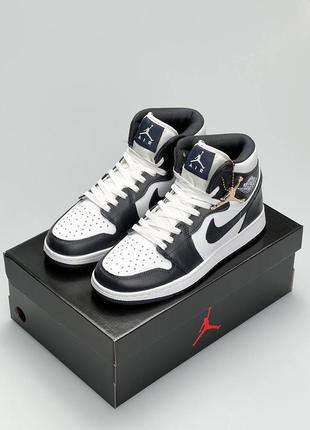 Чоловічі кросівки nike air jordan high dark blue white#найк