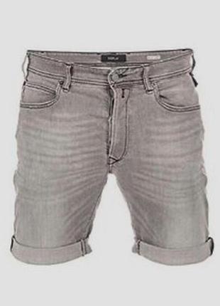 Батальні джинсові шорти replay men's shorts grey anbass (46)