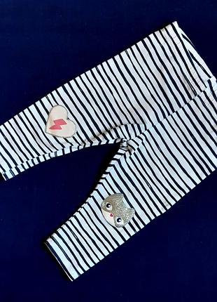 Трикотажные штанишки chicco италия в синюю полоску котик и сердечко на 9 мес (68/74 см)