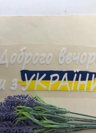 Термоаппликация, наклейка на одежду добрый вечер, мы из украины 22,2х8 см белая