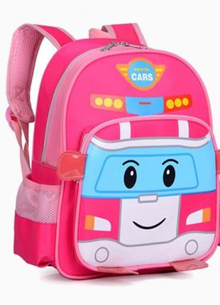 Детский рюкзак для садика розовый робокар эмбер для девочки 35*30*15 см