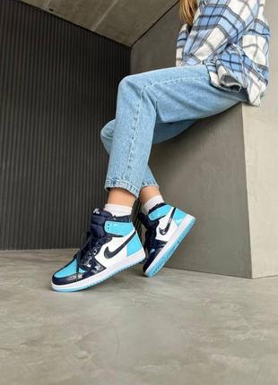 Nike air jordan 1 retro high patent blue 2 женские кроссовки найк аир джордан9 фото