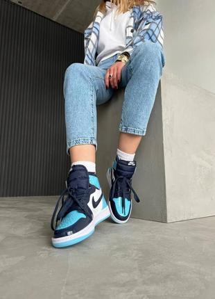 Nike air jordan 1 retro high patent blue 2 женские кроссовки найк аир джордан4 фото