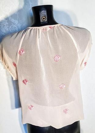 Шикарная блузка 👚 с коротким рукавом с вышивкой и бисером2 фото