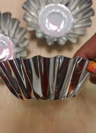 Металлические формочки для выпечки кексов, желе алюминиевые набор 3шт5 фото