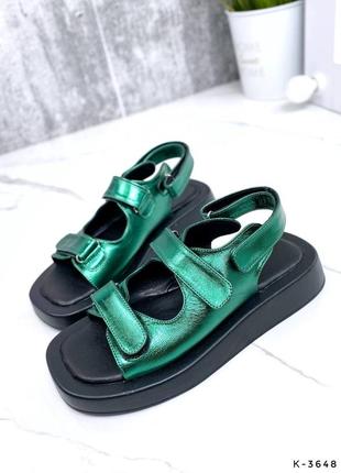 Босоніжки натуральні - lux, зелений, натуральна шкіра