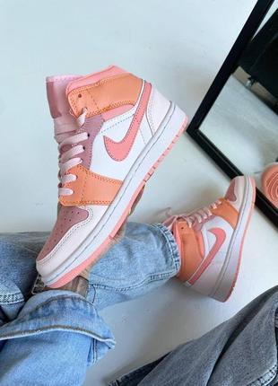 Nike air jordan 1 retro rose orange женские кроссовки найк аир джордан7 фото