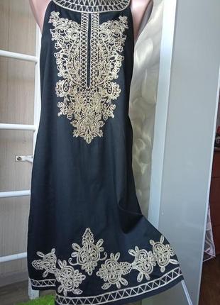 Шикарное платье сарафан расшитое золотой нитью1 фото