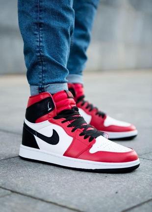 Nike air jordan 1 retro high black red white 1 жіночі кросівки найк аїр джордан2 фото